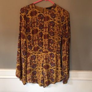 Mustard yellow printed romper